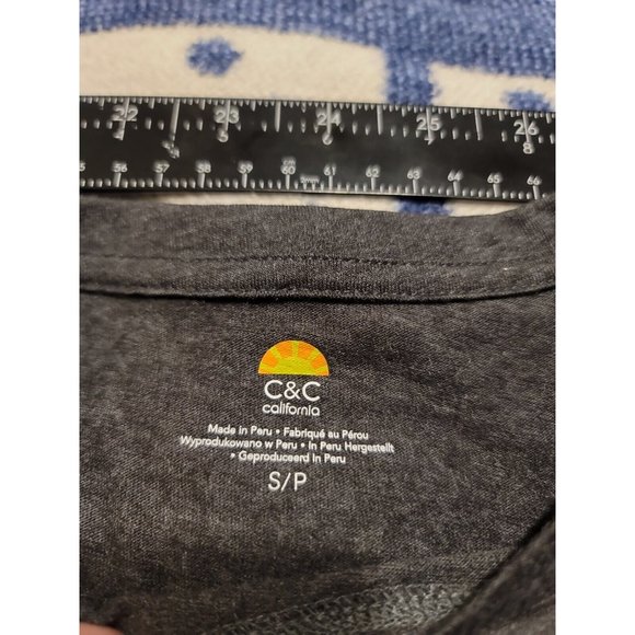 C & C California Dark Gray Short Sleeve T Shirt Skeletons Size S NWT - Picture 5 of 6